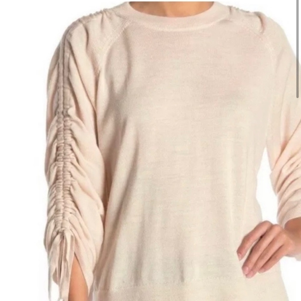 Allsaints Eros Jumper Womens Large Light Gray Raglan Oversized Tie Sleeves